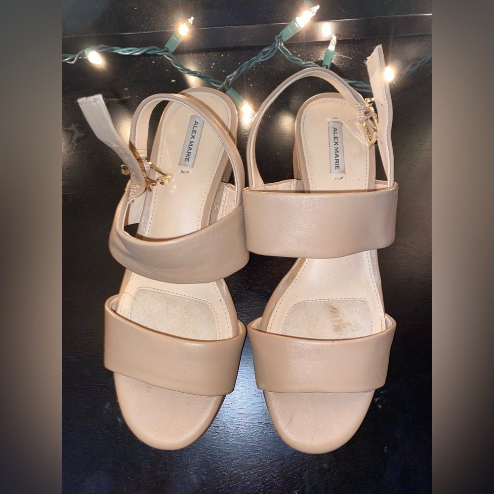 Alex Marie Calina Leather Block Heels Sandals size 7.5M